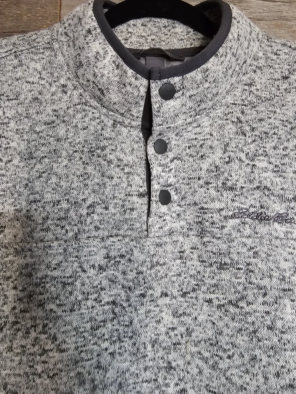 Eddie Bauer Heathered Gray Snap-Front Sweatshirt